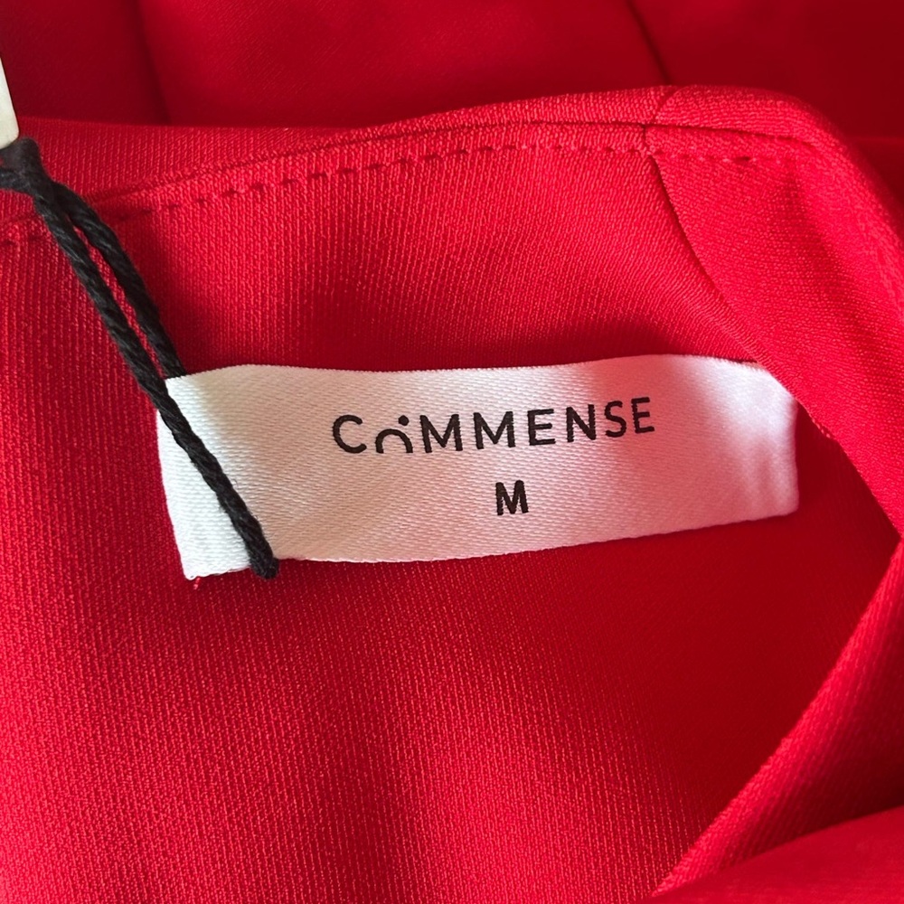 NWT Commense Red Sleeveless V-Neck Belted Midi Dress - Medium - Picture 6 of 7